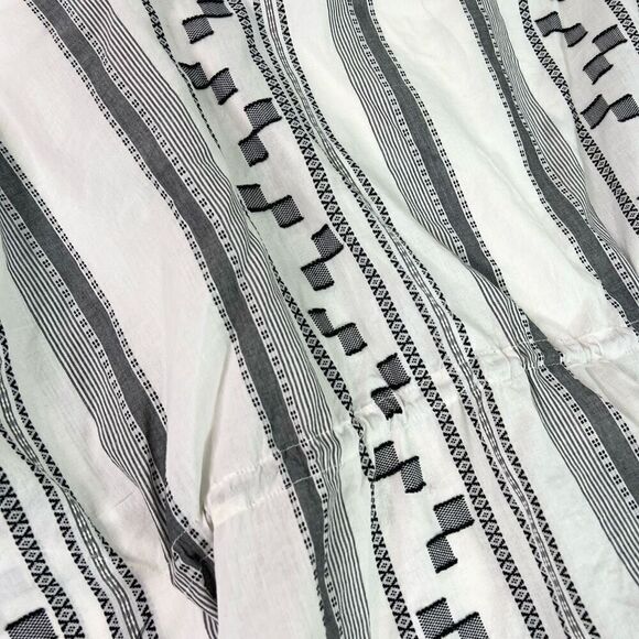 Ann Taylor Loft Cover Up Womens Medium Black White Fringe Drawstrings Tunic NEW - Picture 8 of 9